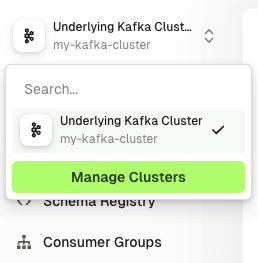 Clusters Dropdown